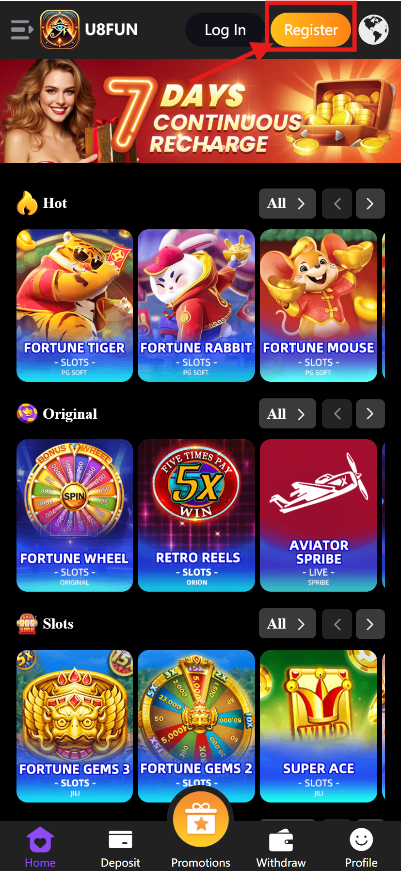 Register U8fun login 1